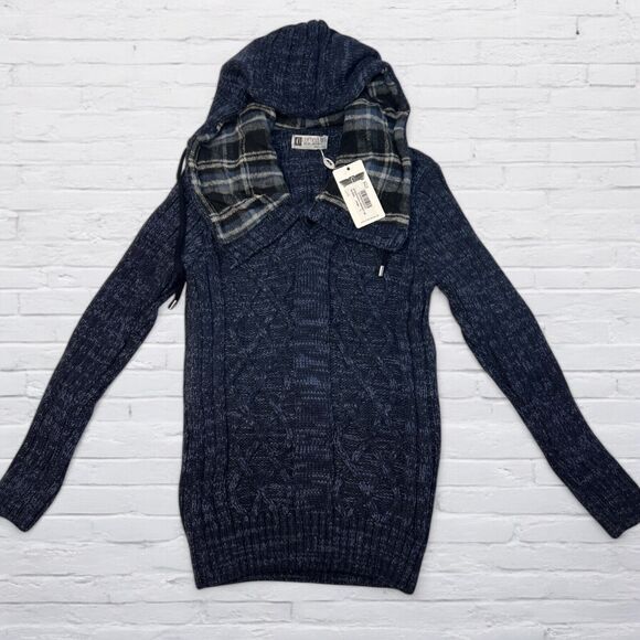 Leif Nelson Men's Hooded Pullover Sweater Size Large Slim Fit Cable Knit LN10346 - Picture 1 of 11